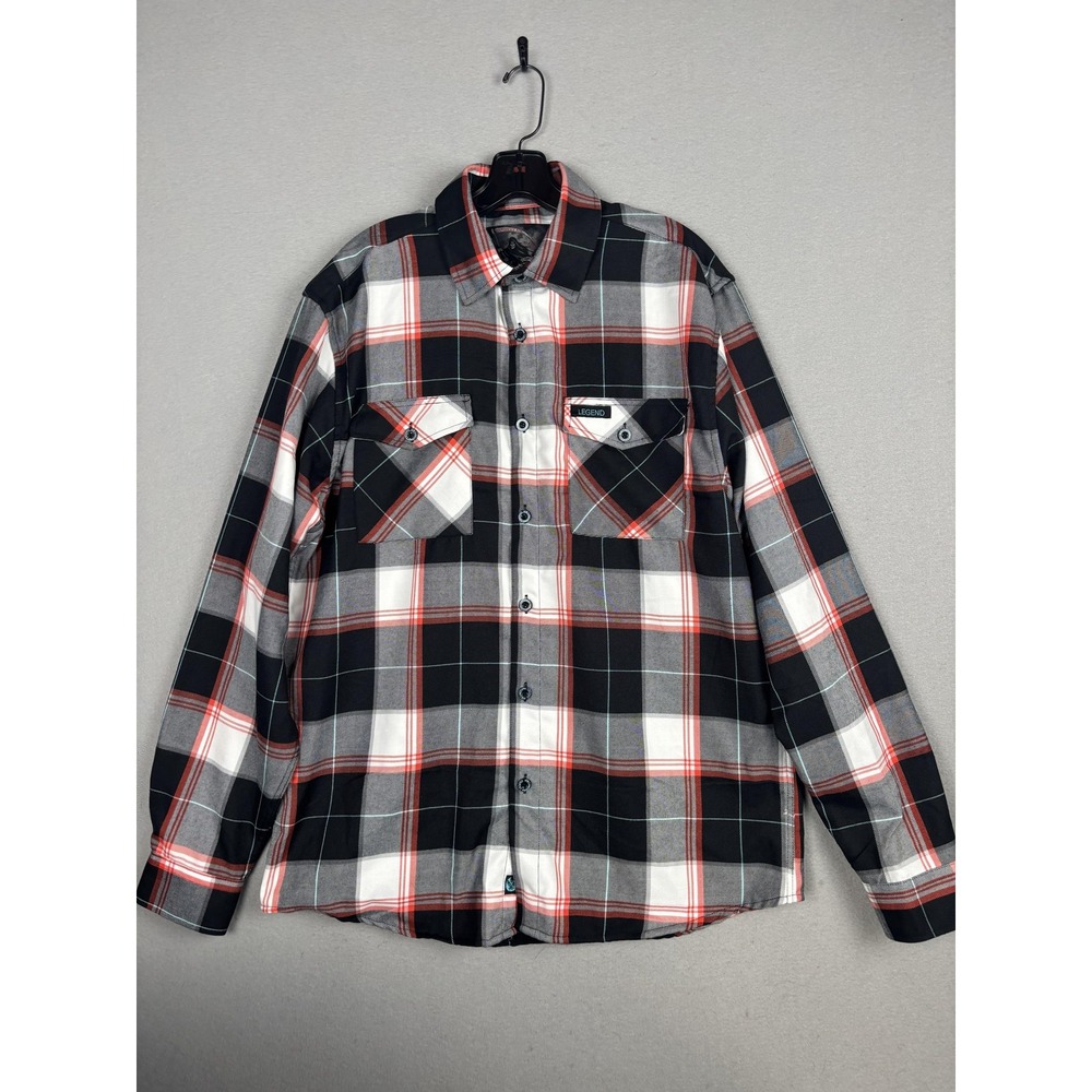 Legend Shirt Mens Large Black Plaid Long Sleeve Button Up Pandora's Box Casual